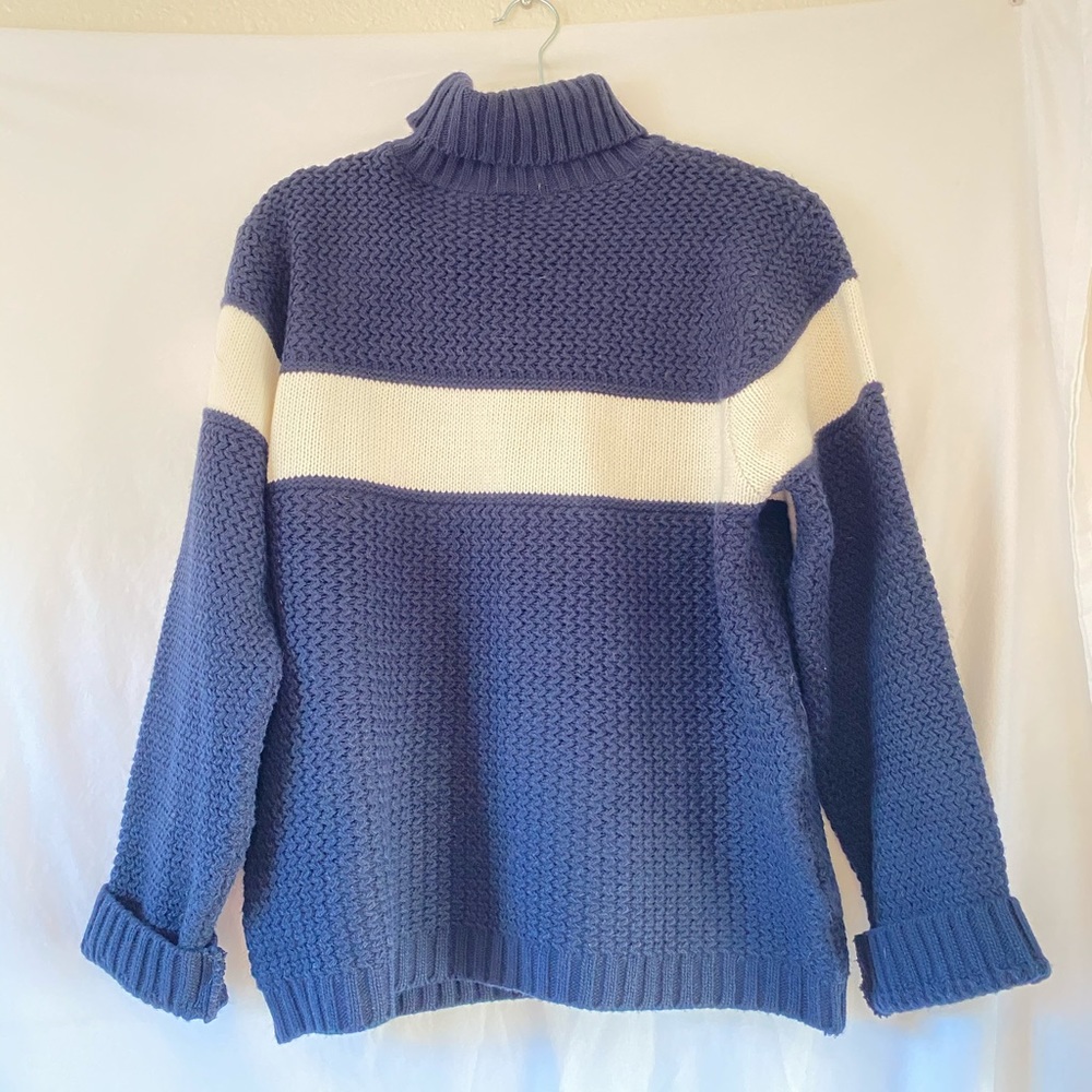 Gloria Vanderbilt Navy/White Knit Turtleneck